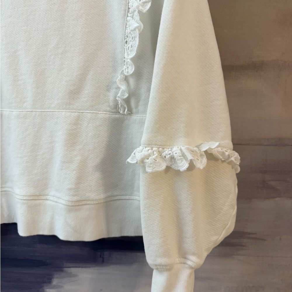 PAIGE Cream Lace-Trimmed Eyelet Sweatshirt - Picture 4 of 6